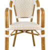 White and Beige with Arms, French Bistro Patio Dining Chair CBPAWB-AX-T