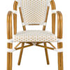 White and Beige with Arms, French Bistro Patio Dining Chair CBPAWB-AX-T