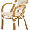 White and Beige with Arms, French Bistro Patio Dining Chair CBPAWB-AX-T