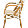 White and Beige with Arms, French Bistro Patio Dining Chair CBPAWB-AX-T