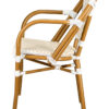 White and Beige with Arms, French Bistro Patio Dining Chair CBPAWB-AX-T