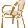 White and Beige with Arms, French Bistro Patio Dining Chair CBPAWB-AX-T