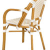 White and Beige with Arms, French Bistro Patio Dining Chair CBPAWB-AX-T