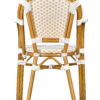 White and Beige with Arms, French Bistro Patio Dining Chair CBPAWB-AX-T