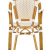 White and Beige with Arms, French Bistro Patio Dining Chair CBPAWB-AX-T