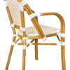 White and Beige with Arms, French Bistro Patio Dining Chair CBPAWB-AX-T