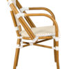 White and Beige with Arms, French Bistro Patio Dining Chair CBPAWB-AX-T