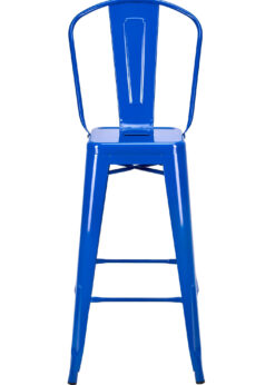 Blue Hi Gloss Steelix Tolix Style Metal Barstool with Back – Some Assembly Required BTBMBLU-AX-T