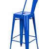 Blue Hi Gloss Steelix Tolix Style Metal Barstool with Back – Some Assembly Required BTBMBLU-AX-T