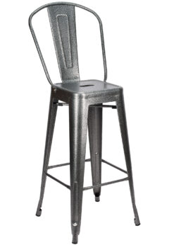 Charcoal Hi Gloss Steelix Tolix Style Metal Barstool with Back 1 BTBMCH-AX-T