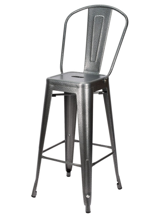 Charcoal Hi Gloss Steelix Tolix Style Metal Barstool with Back 3 BTBMCH-AX-T