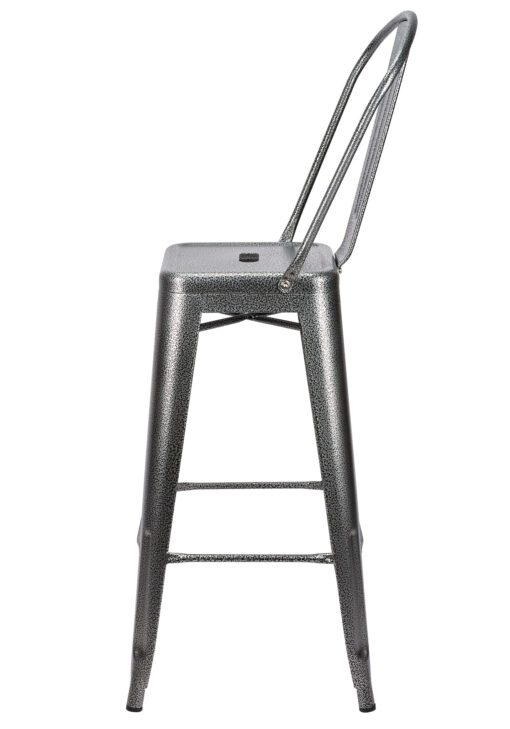 Charcoal Hi Gloss Steelix Tolix Style Metal Barstool with Back 4 BTBMCH-AX-T