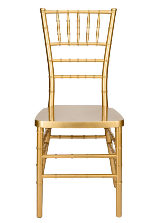 Chair Chiavari Bullion Gold Resin “Steel Skeleton” by Chivari, with Protective Cover CCRGB-STEEL-AX-T