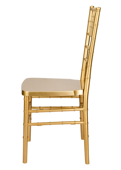 Chair Chiavari Bullion Gold Resin “Steel Skeleton” by Chivari, with Protective Cover CCRGB-STEEL-AX-T