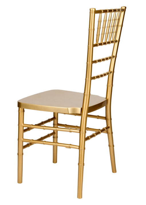 Chair Chiavari Bullion Gold Resin “Steel Skeleton” by Chivari, with Protective Cover CCRGB-STEEL-AX-T