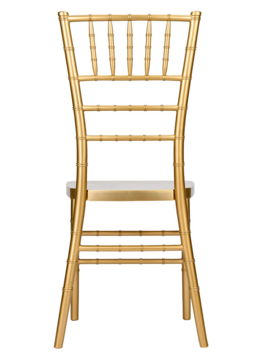 Chair Chiavari Bullion Gold Resin “Steel Skeleton” by Chivari, with Protective Cover CCRGB-STEEL-AX-T