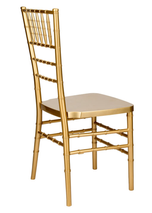 Chair Chiavari Bullion Gold Resin “Steel Skeleton” by Chivari, with Protective Cover CCRGB-STEEL-AX-T