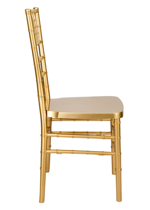 Chair Chiavari Bullion Gold Resin “Steel Skeleton” by Chivari, with Protective Cover CCRGB-STEEL-AX-T