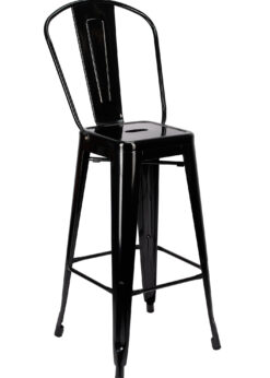 Black Hi Gloss Steelix Tolix Style Metal Barstool with Back BTBMB-AX-T