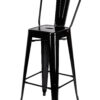 Black Hi Gloss Steelix Tolix Style Metal Barstool with Back BTBMB-AX-T