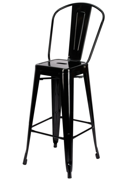 Black Hi Gloss Steelix Tolix Style Metal Barstool with Back BTBMB-AX-T