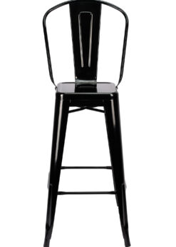 Black Hi Gloss Steelix Tolix Style Metal Barstool with Back BTBMB-AX-T