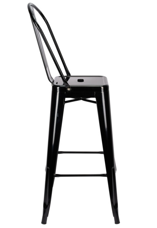 Black Hi Gloss Steelix Tolix Style Metal Barstool with Back BTBMB-AX-T