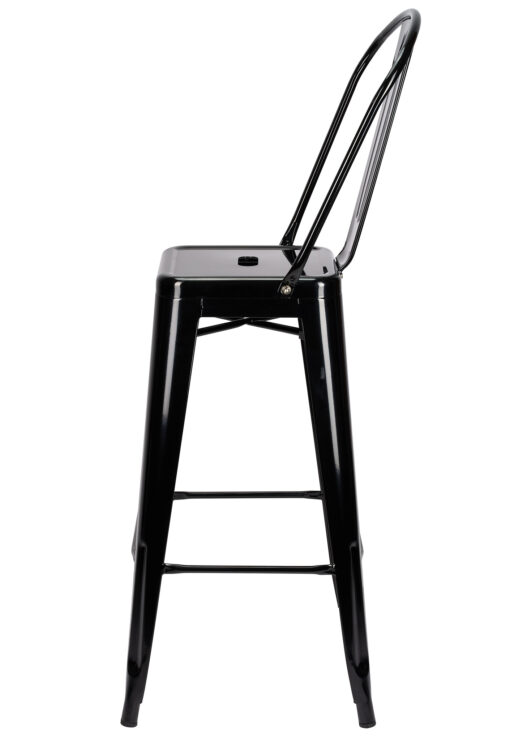 Black Hi Gloss Steelix Tolix Style Metal Barstool with Back BTBMB-AX-T