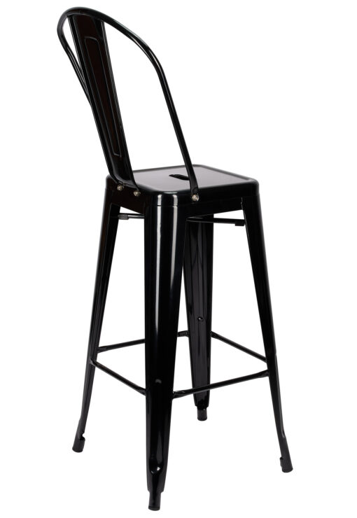 Black Hi Gloss Steelix Tolix Style Metal Barstool with Back BTBMB-AX-T