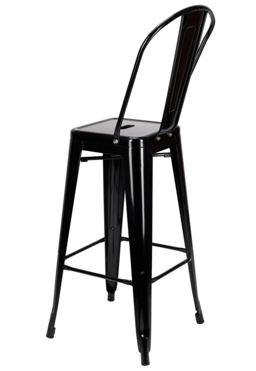 Black Hi Gloss Steelix Tolix Style Metal Barstool with Back BTBMB-AX-T