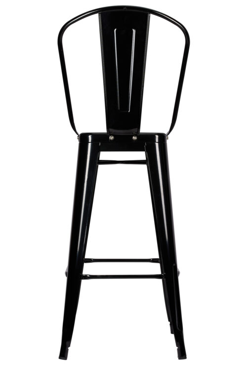 Black Hi Gloss Steelix Tolix Style Metal Barstool with Back BTBMB-AX-T