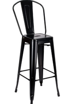 Matte Black 50% Hi Gloss Steelix Tolix Style Metal Barstool with Back – Some Assembly Required BTBMBM-AX-T