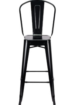 Matte Black 50% Hi Gloss Steelix Tolix Style Metal Barstool with Back – Some Assembly Required BTBMBM-AX-T