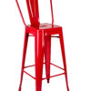 Red Hi Gloss Steelix Tolix Style Metal Barstool with Back BTBMR-AX-T