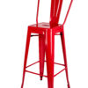 Red Hi Gloss Steelix Tolix Style Metal Barstool with Back BTBMR-AX-T