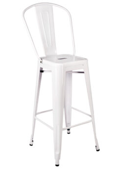 White Hi Gloss Steelix Tolix Metal Barstool with Back BTBMW-AX-T