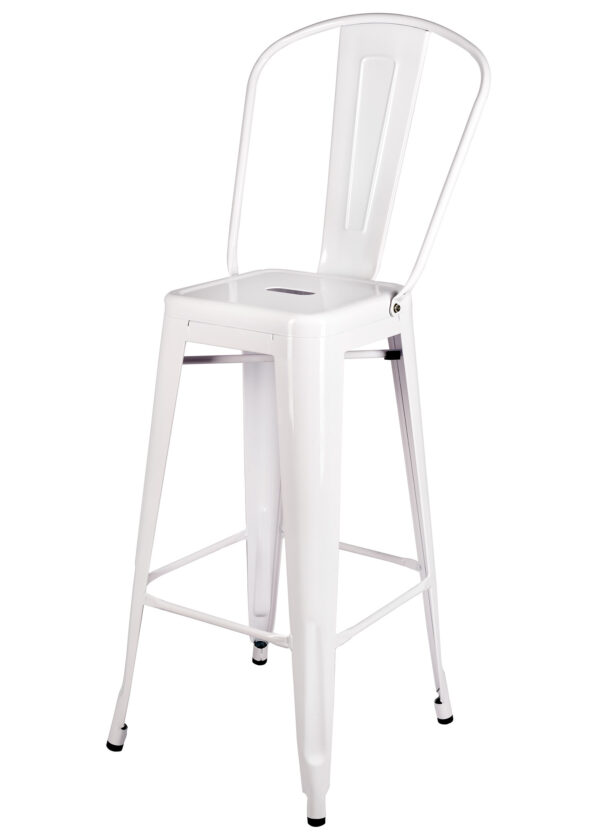 White Hi Gloss Steelix Tolix Metal Barstool with Back BTBMW-AX-T