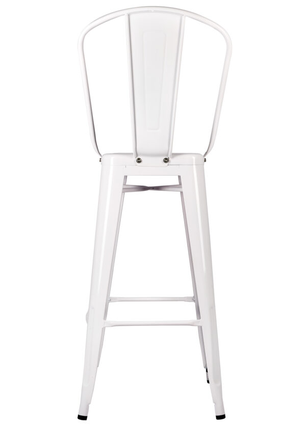 White Hi Gloss Steelix Tolix Metal Barstool with Back BTBMW-AX-T