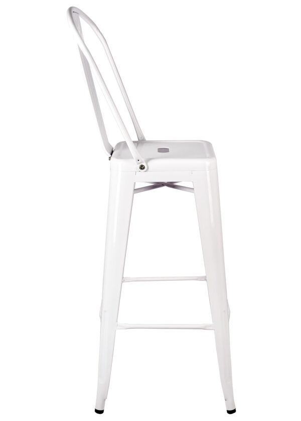 White Hi Gloss Steelix Tolix Metal Barstool with Back BTBMW-AX-T