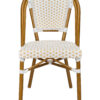 White and Beige, Armless, French Bistro Patio Dining Chair by Chivari CBPWB