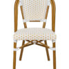 White and Beige, Armless, French Bistro Patio Dining Chair by Chivari CBPWB