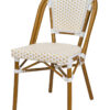 White and Beige, Armless, French Bistro Patio Dining Chair by Chivari CBPWB