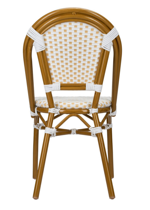 White and Beige, Armless, French Bistro Patio Dining Chair by Chivari CBPWB