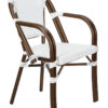 White and White, with Arms, French Bistro Patio Dining Chair by Chivari CBPAWD-AX-T