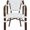 White and White, with Arms, French Bistro Patio Dining Chair by Chivari CBPAWD-AX-T