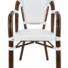 White and White, with Arms, French Bistro Patio Dining Chair by Chivari CBPAWD-AX-T