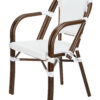 White and White, with Arms, French Bistro Patio Dining Chair by Chivari CBPAWD-AX-T