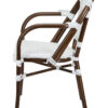 White and White, with Arms, French Bistro Patio Dining Chair by Chivari CBPAWD-AX-T