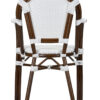 White and White, with Arms, French Bistro Patio Dining Chair by Chivari CBPAWD-AX-T