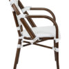 White and White, with Arms, French Bistro Patio Dining Chair by Chivari CBPAWD-AX-T